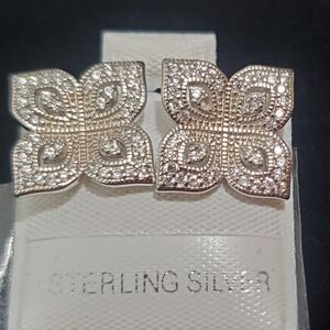 Elegant Sterling Silver Floral Earrings